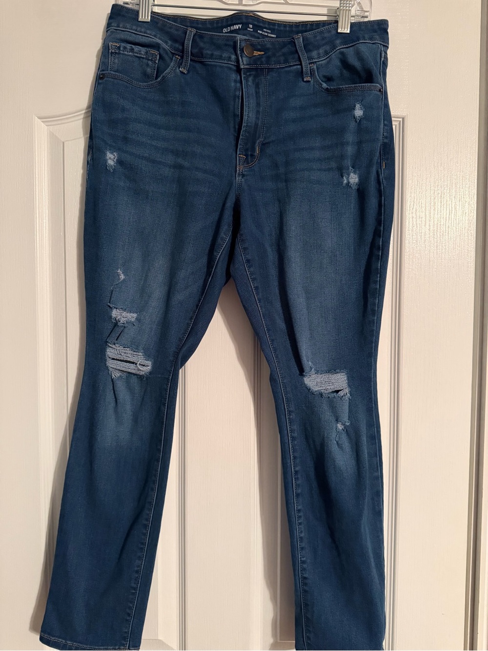 Old Navy Women's Distressed Dark Blue Skinny Jeans